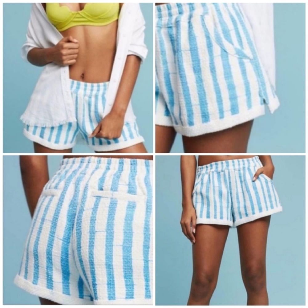 Lilka Anthropologie Terry Cotton Striped Shorts
